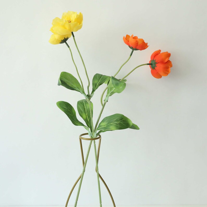 Colorful Silk Poppy Flower Stems 22'' Tall Artificial Etsy