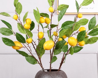 Faux Lemon Branch 34'' Tall, Artificial Fruit Plant for Indoor Home Decoration