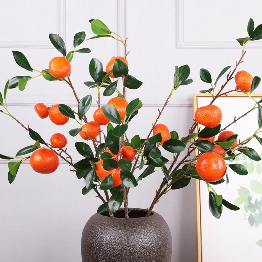 Artificial Fruit Tangerine Oranges Hanging Vines Plant Garland Artificial  Berries Kumquat Leaves for Home Garden Wedding Party Decor (Tangerine Vine