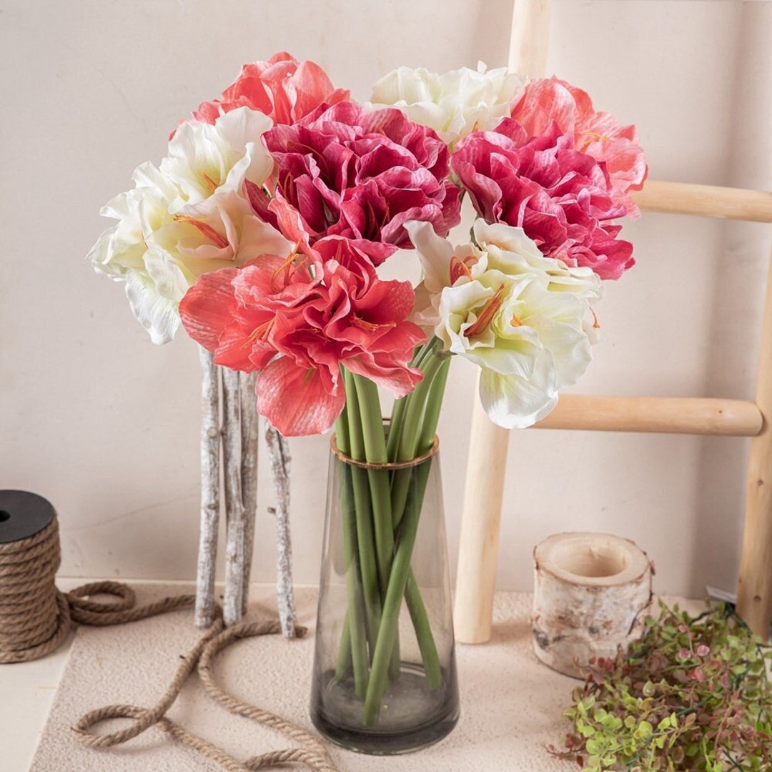 Artificial Amaryllis Flower Stem 24'' Tall, Faux Canna Lily, Large Silk ...