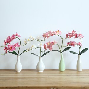 Real Touch Artificial Orchids with Leaves on Stem 18'' Tall, Artificial Flower Arrangement, Home / Office / Table Decoration