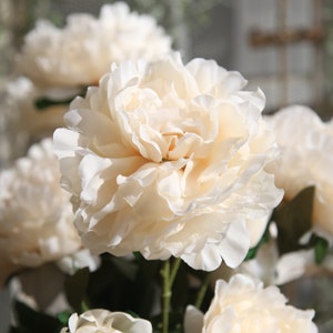 5 Large Fluffy Silk Peony Flower Bunch 17'' Tall