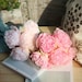 Pure Silk Peony Bouquet / Bundle 13'' Tall, White / Pink, Wedding Flower, Floral Arrangement, Centerpiece, Bridal Bouquet, Home Decor, Gift