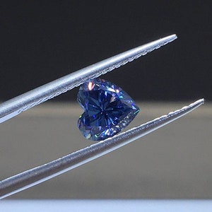 1ctw Heart Cut Blue Loose Moissanite Stone | Heart Excellent Cut | VVS1 Loose Ocean Blue Moissanite Gemstone with Certificate