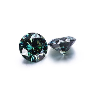 Dark Green Loose Moissanite Stone | Brilliant Excellent Round Cut VVS1 Loose Gemstone with Certificate |  Green Moissanite | loose gemstone