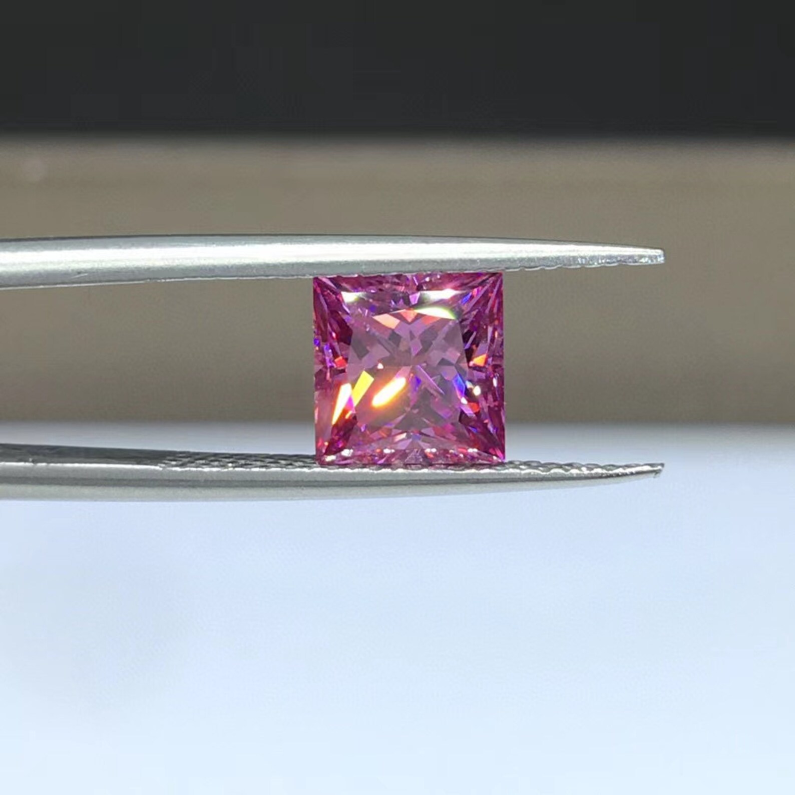 2ctw Pink Princess Cut Loose Moissanite Stone 7x7mm Vivid | Etsy