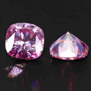 Pink Cushion Cut Loose Moissanite Stone | Excellent Cushion Cut | VVS1 Loose Pink Gemstone with Certificate | For Jewelry Making