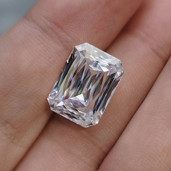 HUGE 11ct Criss Cross Cut Moissanite, 15x11mm Loose Moissanite