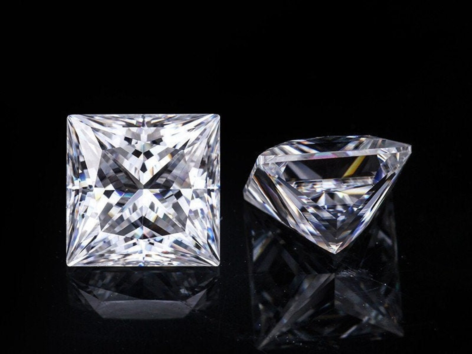 Princess Loose Moissanite Stone White D Color Princess Cut Etsy