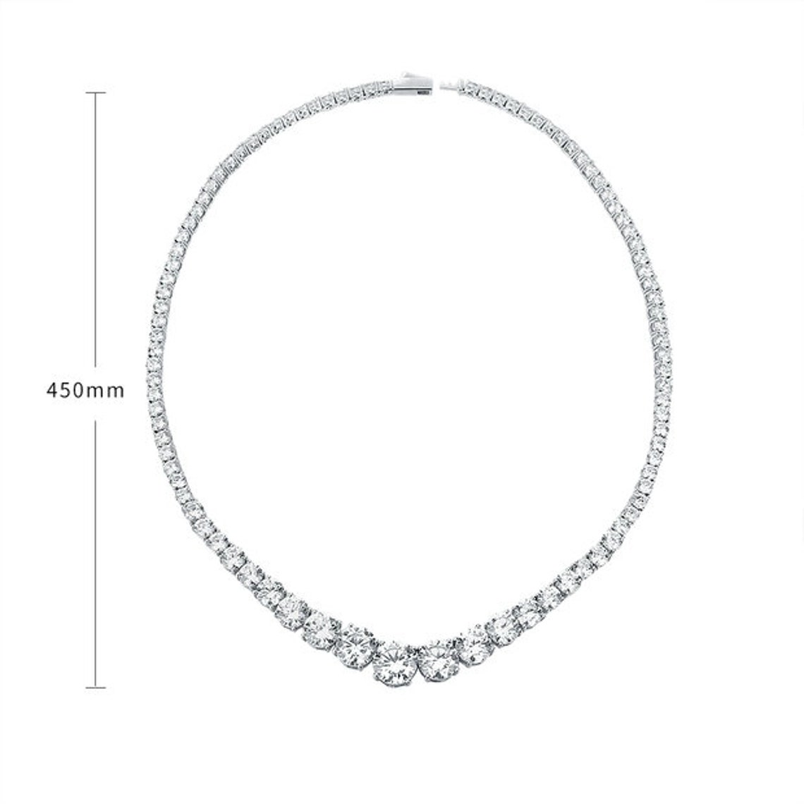 92 Moissanite Diamond Tennis Necklace Solid 18k White Gold Etsy