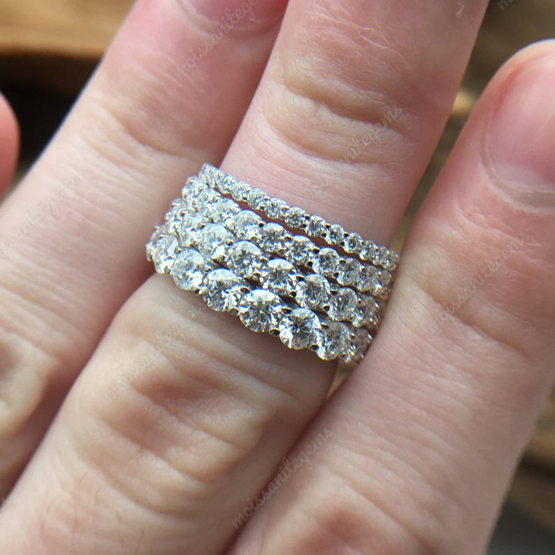 Moissanite Eternity Band D VVS1 Full Eternity Ring Silver / Etsy