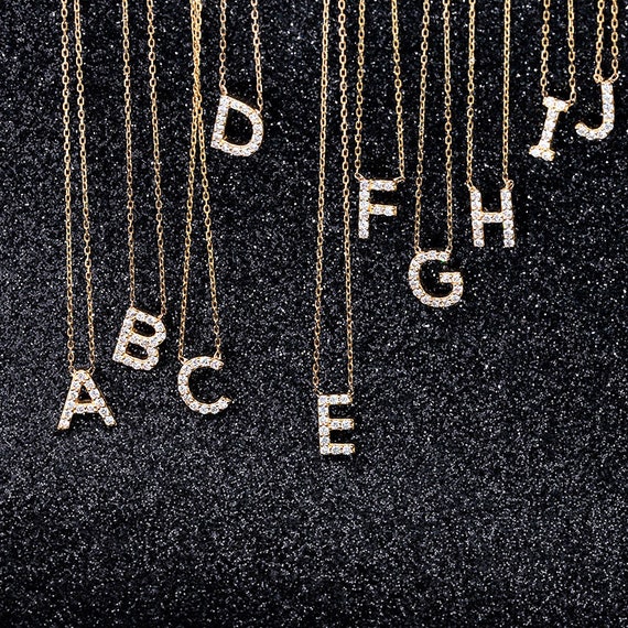 Dainty diamond initial necklace deals