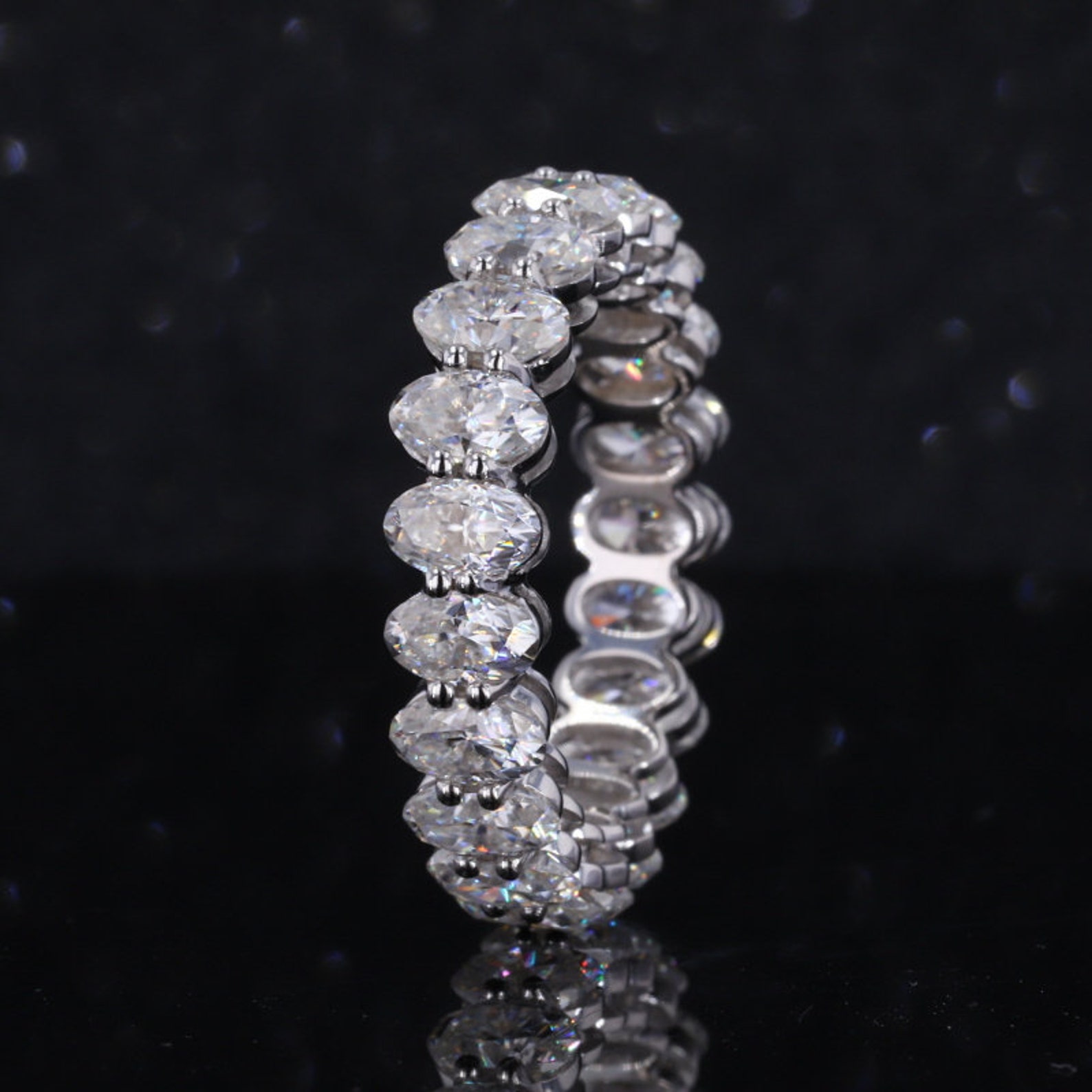 Oval Cut Moissanite Full Eternity Ring 925 Silver 14k/18k Etsy