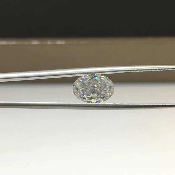 Flawless 2.5ct Moissanite, 7x10mm Crushed Ice Oval Cut Colorless D FL Moissanite with Certificate
