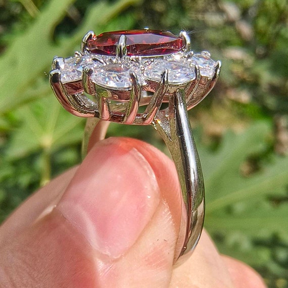 Bague En Argent Sterling 925 - Rubis Créé En Labo 4,50 Ct - Taille US 7 - Style Deux Tons