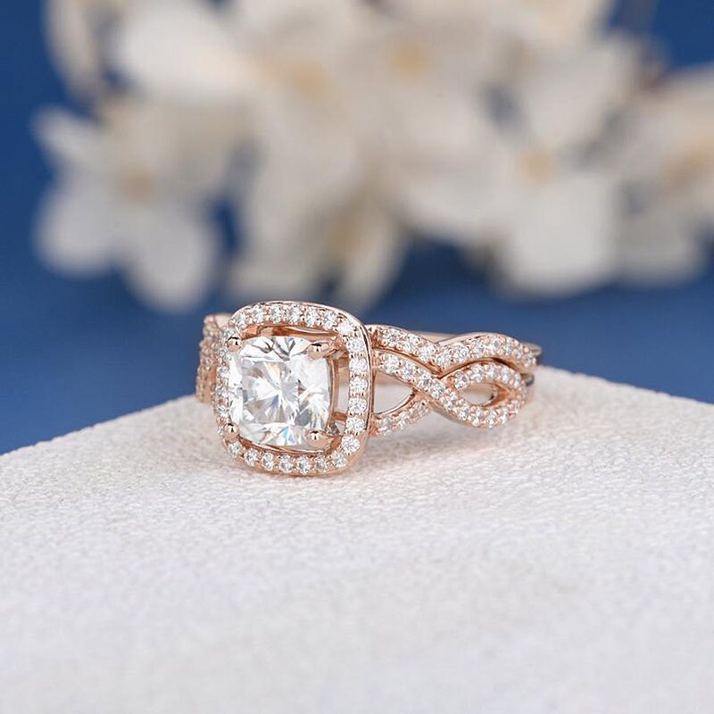 Antique Cushion Cut Moissanite Engagement Ring 6mm Solid 14k Etsy