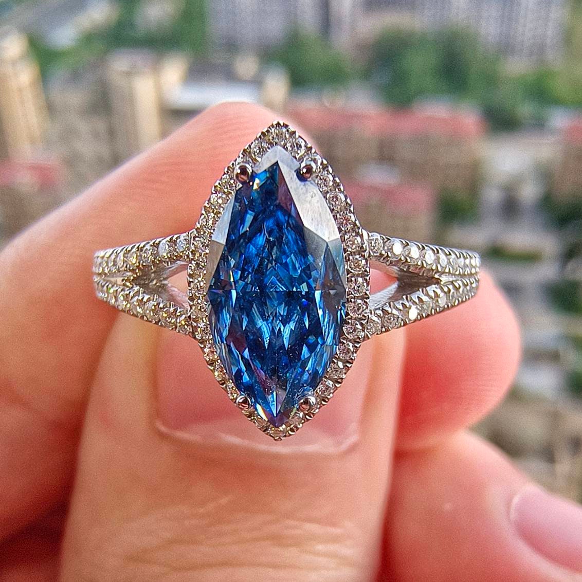 Dark blue moissanite deals