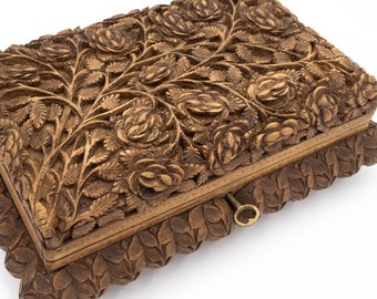 Old carved jewelry box multiring box