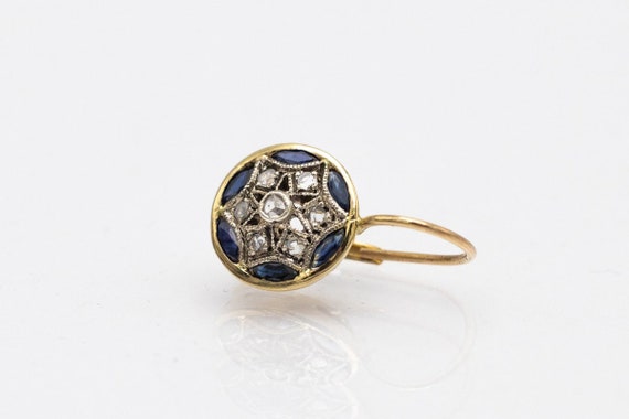 Antique gold earrings with diamonds and sapphires… - image 6