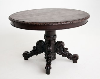 Table centrale élégante en chêne antique, France, années 1880