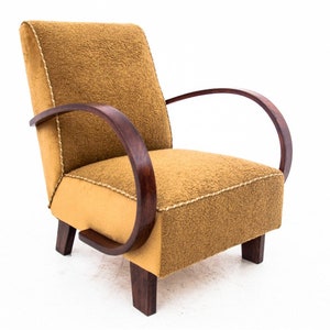 Boucle fauteuil, ontworpen door J. Halabala, Tsjecho-Slowakije, jaren 30. Na renovatie