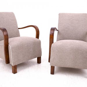 A pair of Art Deco armchairs designed by J. Halabala from the 1930s, Czechoslovakia.