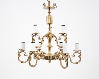 Brass chandelier, Poland, 1950s