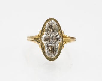 Antique ring with rose cut diamonds, France, circa 1920.