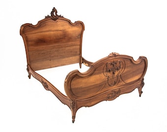 Antique wooden Bed frame, France, circa 1890.