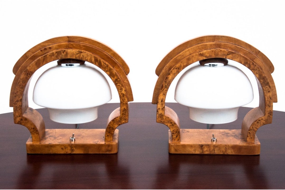 Art Deco Bedside Lamps, Poland, 1950s - Etsy