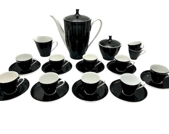 1930-60年代　インドネシア　ヨギャシルバー　ティー／コーヒーセット 9人用の磁器コーヒーセット、ポーランド、ジミェフ、1960年代。 - Etsy