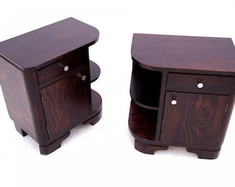 Pair of Art Deco bedside tables, Poland, 1950s.