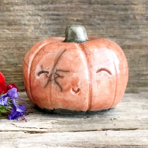 Pumpkin nature guardian spirit statue for Halloween, Samhain, fall, autumn