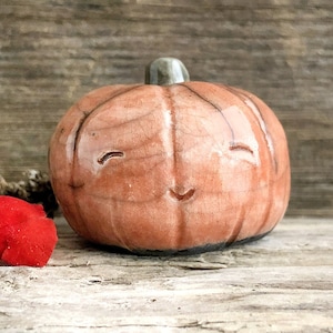 Pumpkin guardian spirit sculpture for Halloween, Samhain, autumn, fall