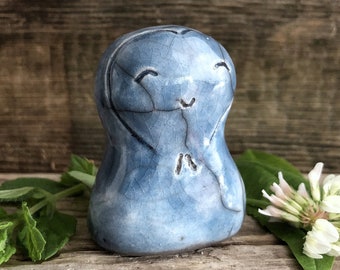 Gentle and joyful girl Jizo | Shinto, Buddhist raku sculpture statue for kamidana shrine | peace, guardian, grief, loss, protection