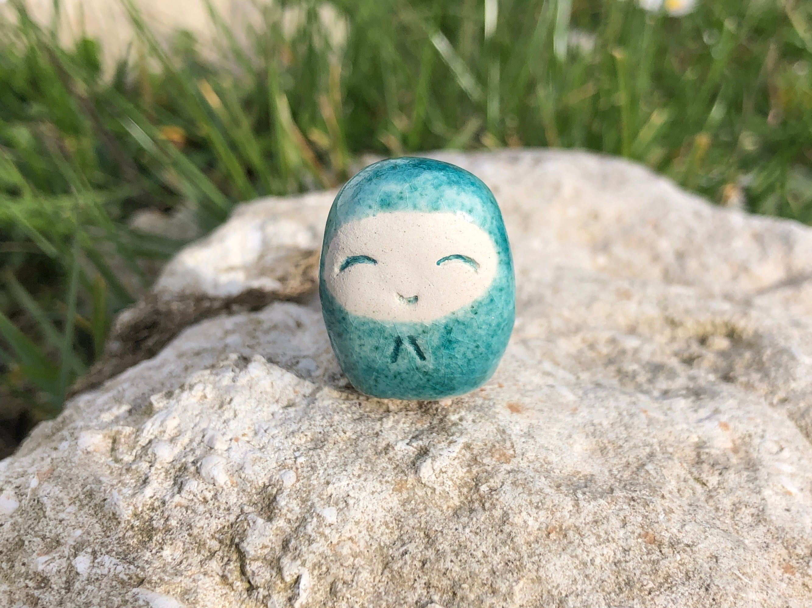 Happy Jizo Hug Talisman No1 | Sculpture de Méditation Bouddhiste Du Bouddha Shinto Paix, Printemps,