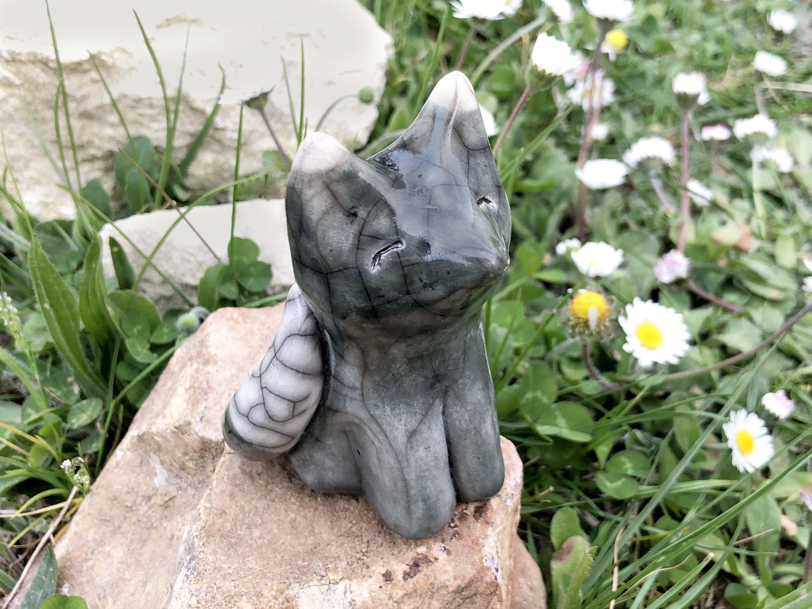 Kitsune Fox Cub Puppy Raku Sculpture | Méditation, Shinto Inari, Sanctuaire, Chamanisme, Païenne Pro