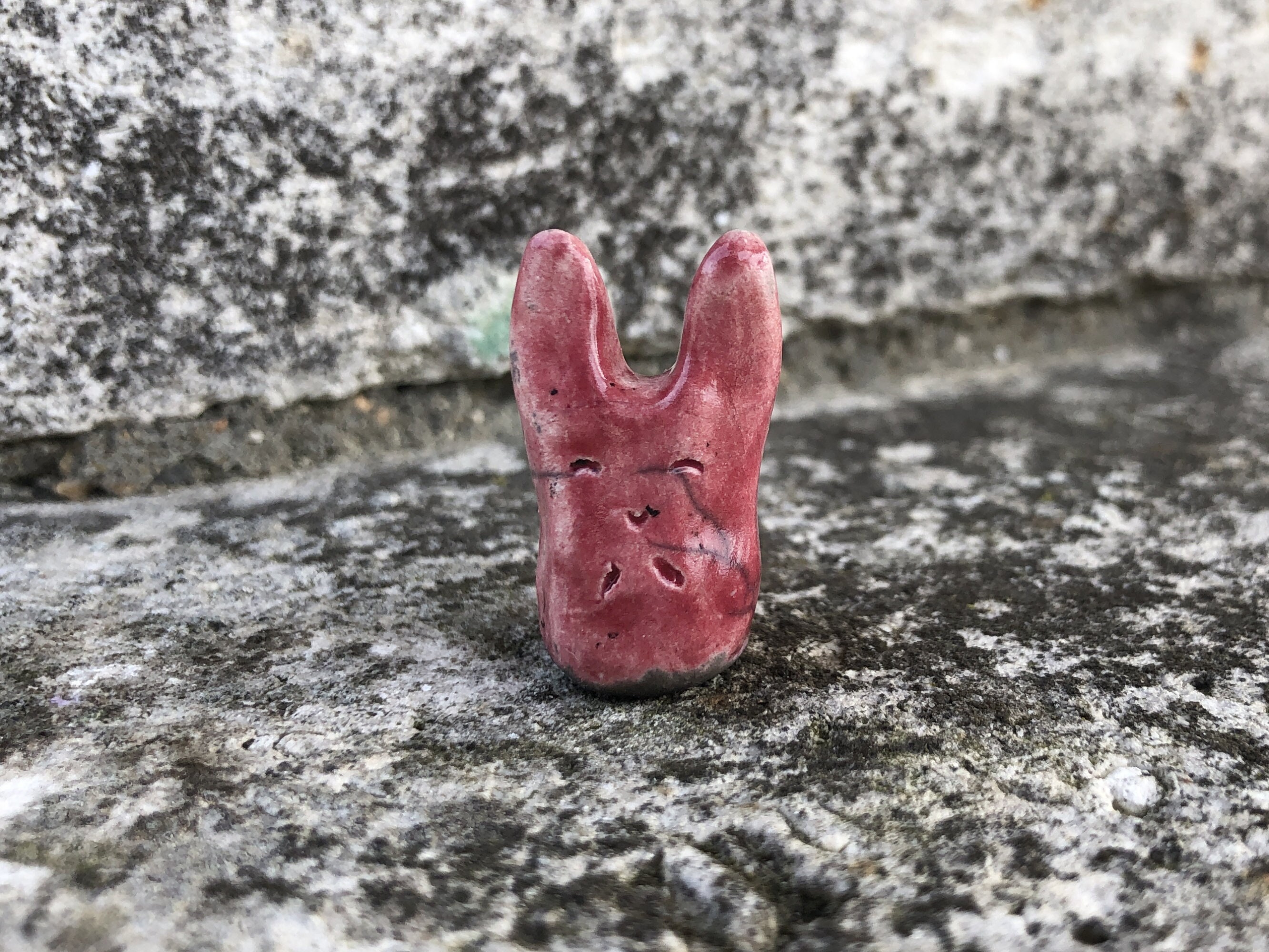 Raku Lapin Kami Kawaii Sculpture | Chamanisme - Céramique Païenne Pour La Méditation, Le Sanctuaire,