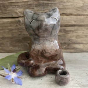 Happy kitsune fox kami nature spirit sculpture | Shinto Inari, shamanism statue