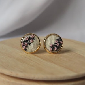 Hand Embroidered Floral Earrings Embroidery Jewelry Bridesmaids Gift Floral Stud Earrings Mothers Day Gift Idea Embroidery Wedding Jewelry