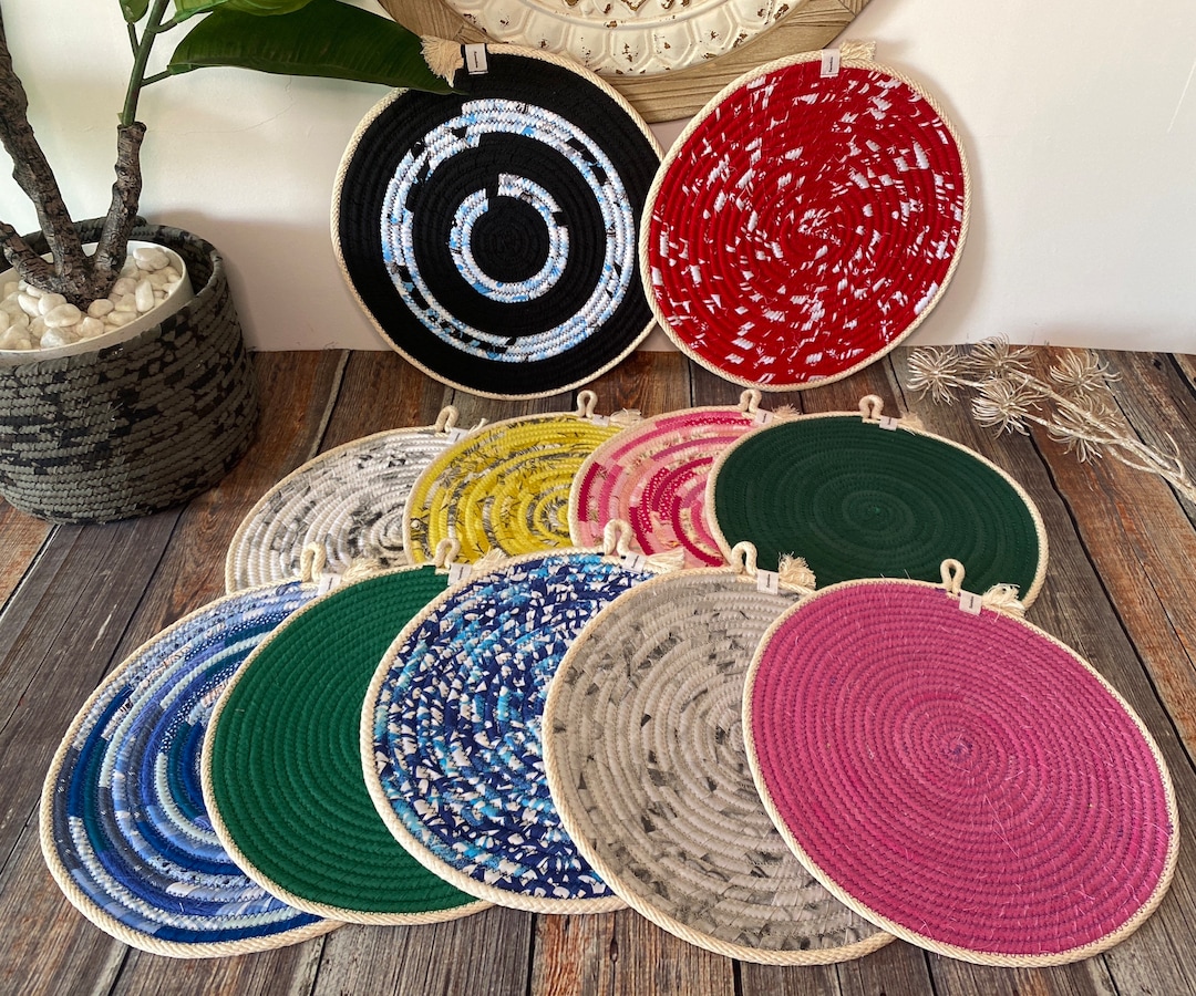 Trivet Large Coiled Fabric Wrapped Rope Trivets Etsy.de