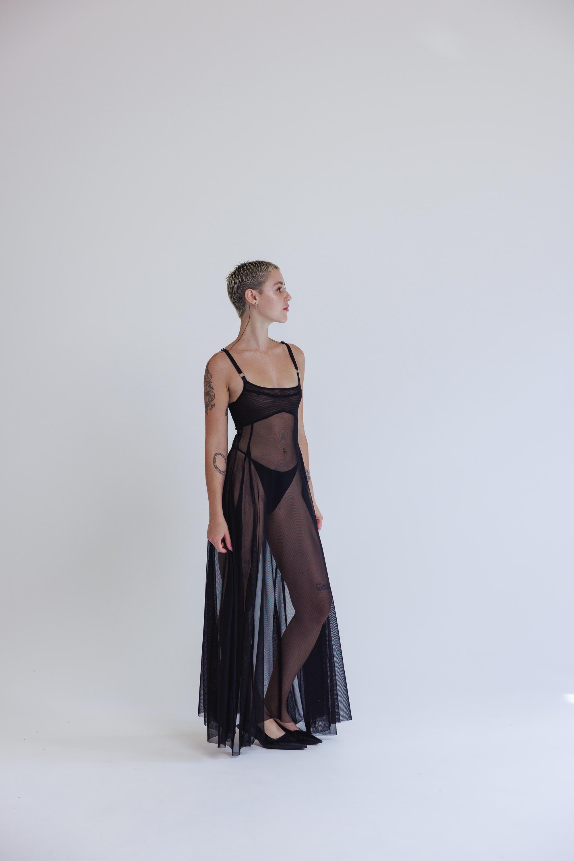 knee length dresses for ladies Transparent Mesh Dress – Festigal main image 0