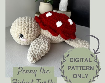 Penny The Turtle Pattern, Low Sew Crochet Pattern, Crochet Fidget Toy, Turtle Plushie Digital Pattern, Sea Turtle Crochet Digital File
