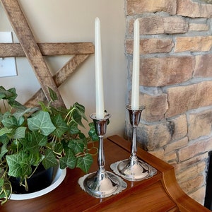 Vintage Farber Bros Chrome Candlestick Pair: Art Deco Krome Kraft