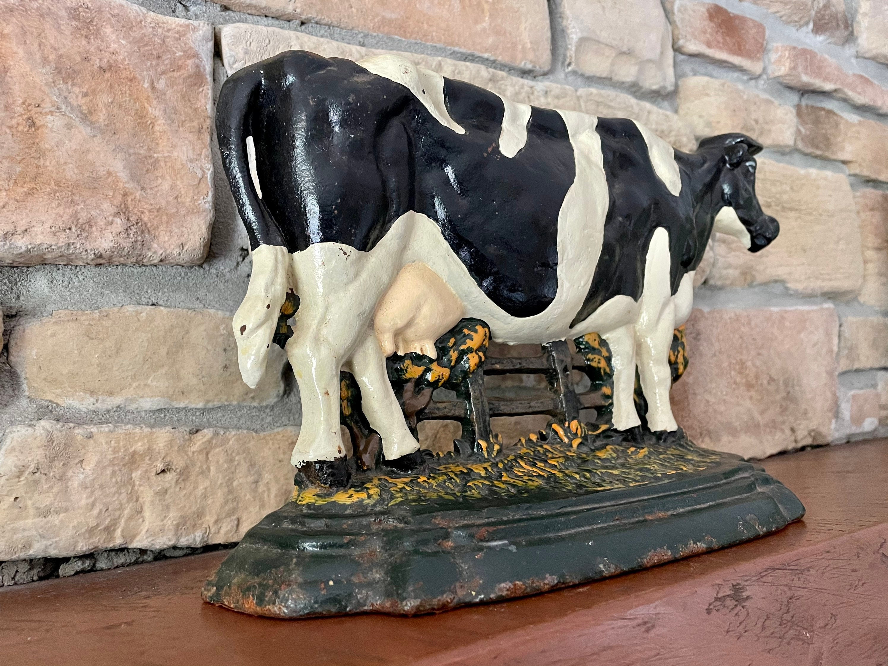Vintage Cast Iron Cow Door Stop Large Cow Door Prop Dairy Etsy