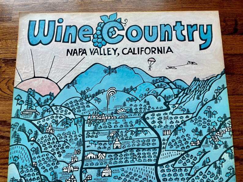 Vintage UNFRAMED Wine Country Poster, Napa Valley California Vineyards