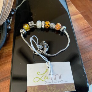 LuTini bead bracelet w/9 beads - Golden Sparks 7” to 8”