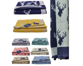 Supersoft Stag Scarf Scottish Soft Touch Reversible Shawl with Short fringe Soft Touch Winter Scarf