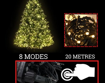 Lumières de Noël 20 M LED blanc chaud lumières de sapin 20 mètres 10 modes 200 AMPOULES LED Sapin, lumières décoratives