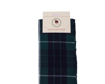 Tartan Scarf HAMILTON GREEN  Clan Scarf Black Scarf Plain Patterned Tartan Scarf Winter Scarves
